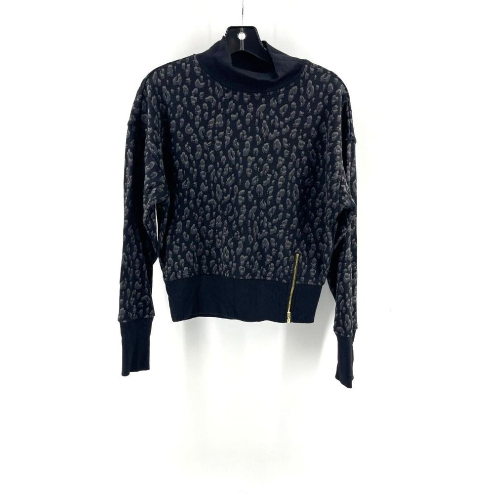Old Navy Women's Gray Animal Print Mock Neck Crop Sweatshirt Size XS